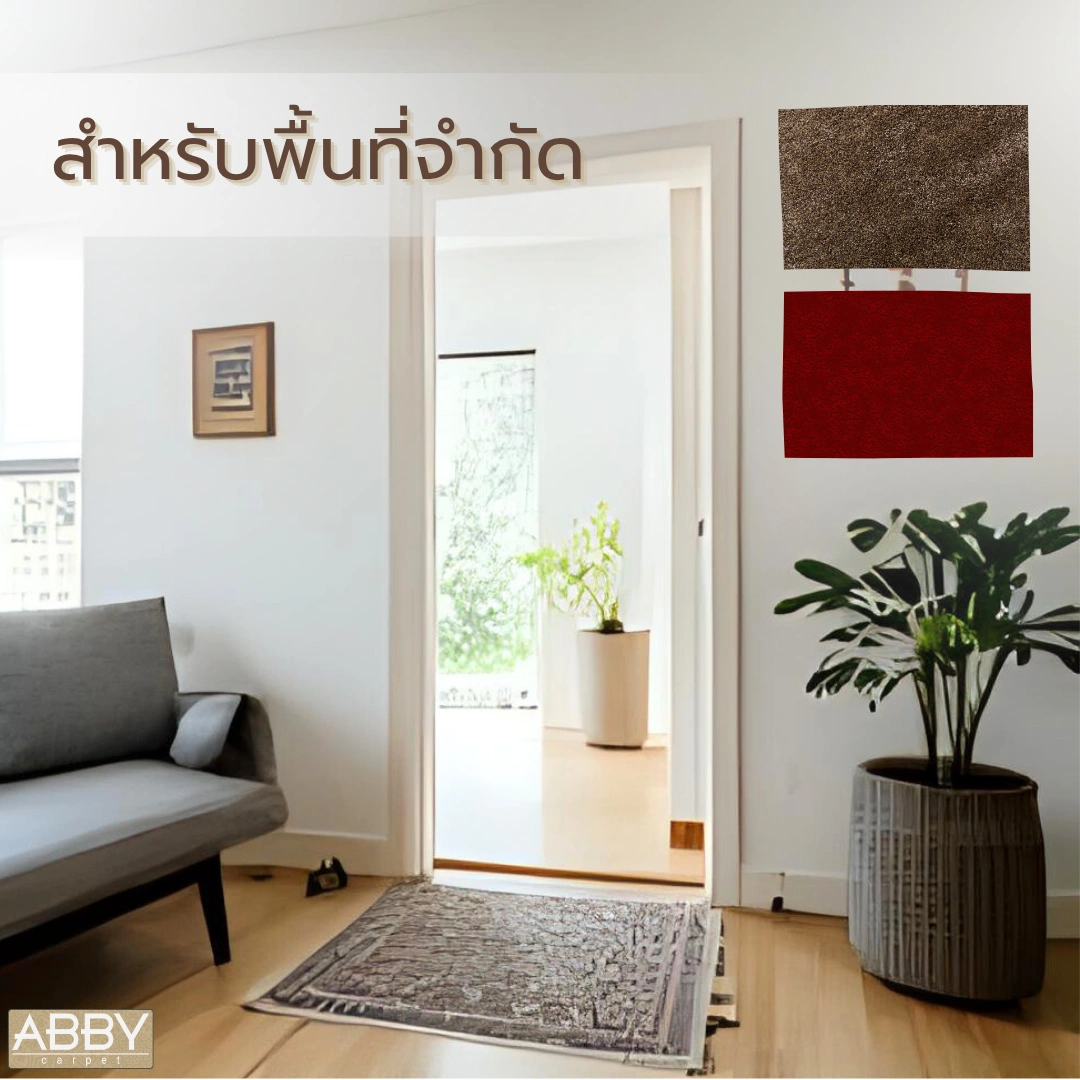 พรมหน้าประตูห้อง สีเทาเข้มที่ออกแบบมาสำหรับพื้นที่เล็ก สร้างสไตล์โมเดิร์นให้บ้านดูทันสมัยกว่าเดิม